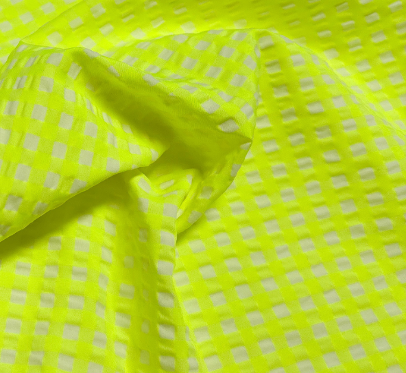 Katoen fluo geel ruitjes
